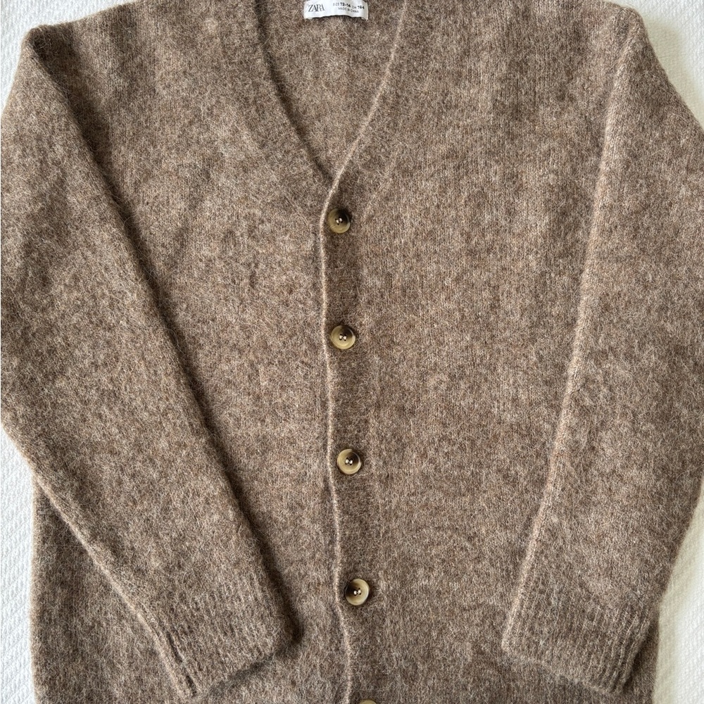 Zara Boys Tan Cardigan Sweater